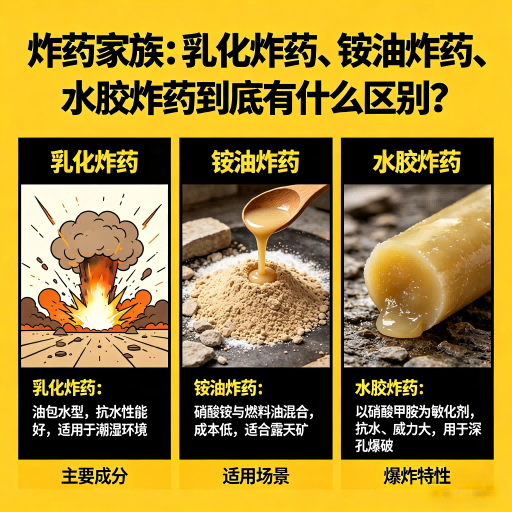 南圣镇炸药家族：乳化炸药、铵油炸药、水胶炸药到底有什么区别？